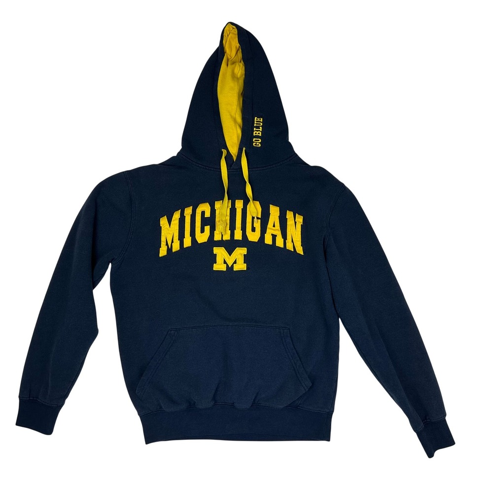 Stadium Athletics Michigan Wolverines Navy Blue‎ Yellow Hoodie Sweatshirt Size S